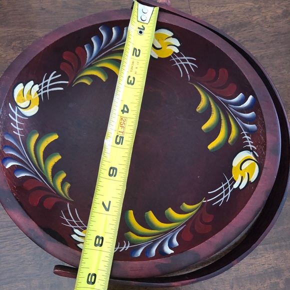 Woodcraftery Hand Painted Wood Bowl with Handle - Picture 7 of 8